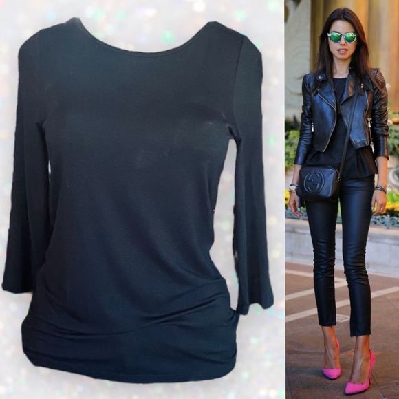 Cynthia Rowley Tops - 🆕 NWT Cynthia Rowley Black Quarter Sleeve Top